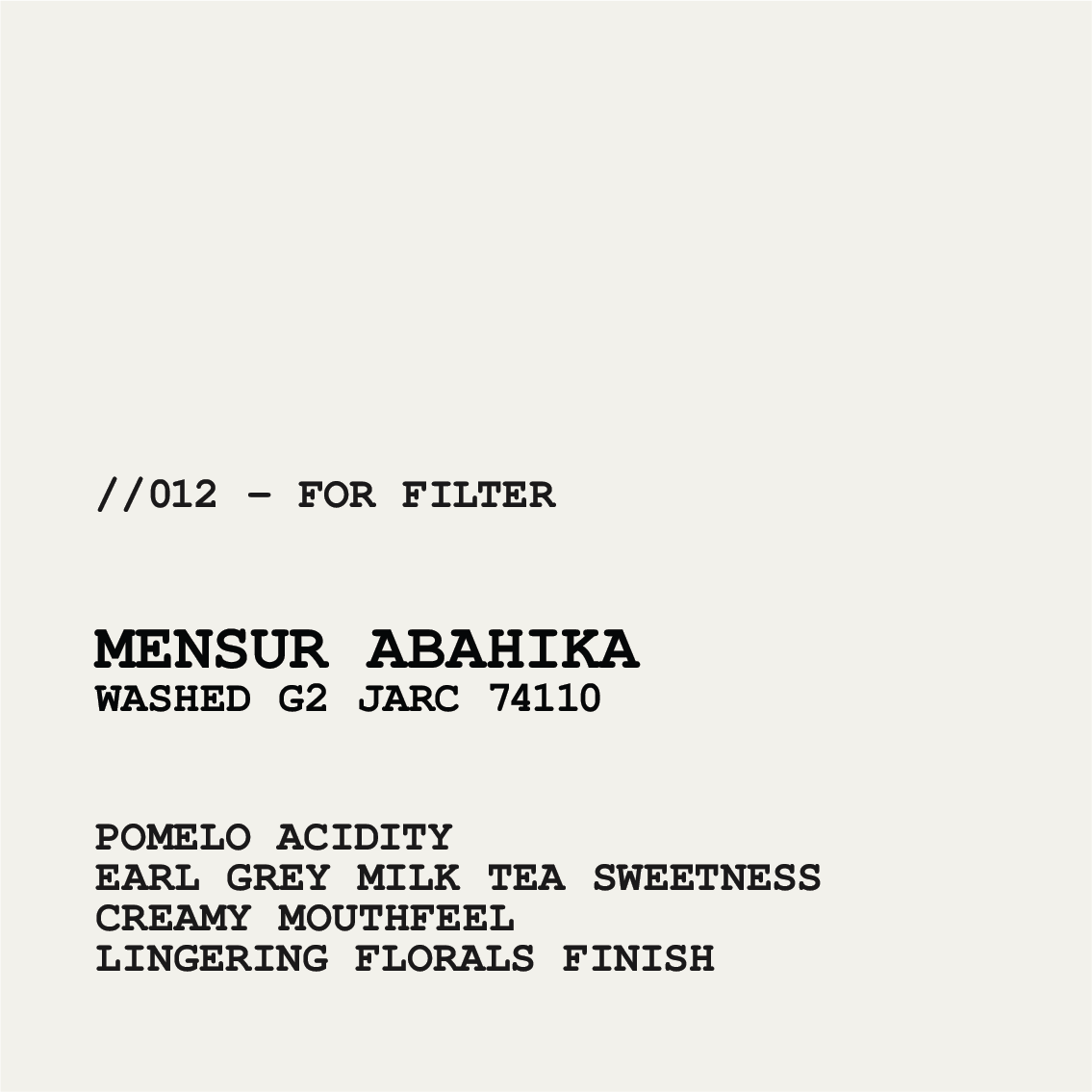 [FILTER] ETHIOPIA MENSUR ABAHIKA - WASHED G2 JARC 74110