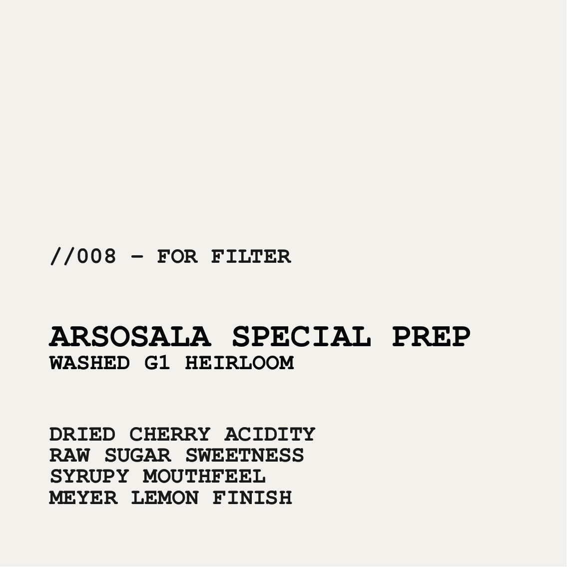 [FILTER] ETHIOPIA ARSOSALA - WASHED G1 HEIRLOOM