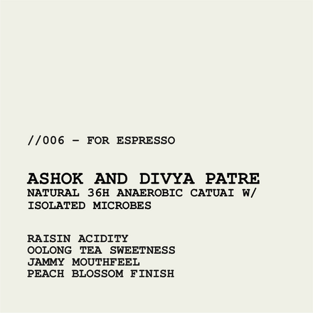 [ESPRESSO] INDIA ASHOK AND DIVYA PATRE - NATURAL 36H ANAEROBIC CATUAI W/ ISOLATED MICROBES