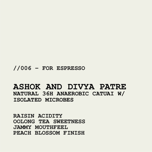 [ESPRESSO] INDIA ASHOK AND DIVYA PATRE - NATURAL 36H ANAEROBIC CATUAI W/ ISOLATED MICROBES